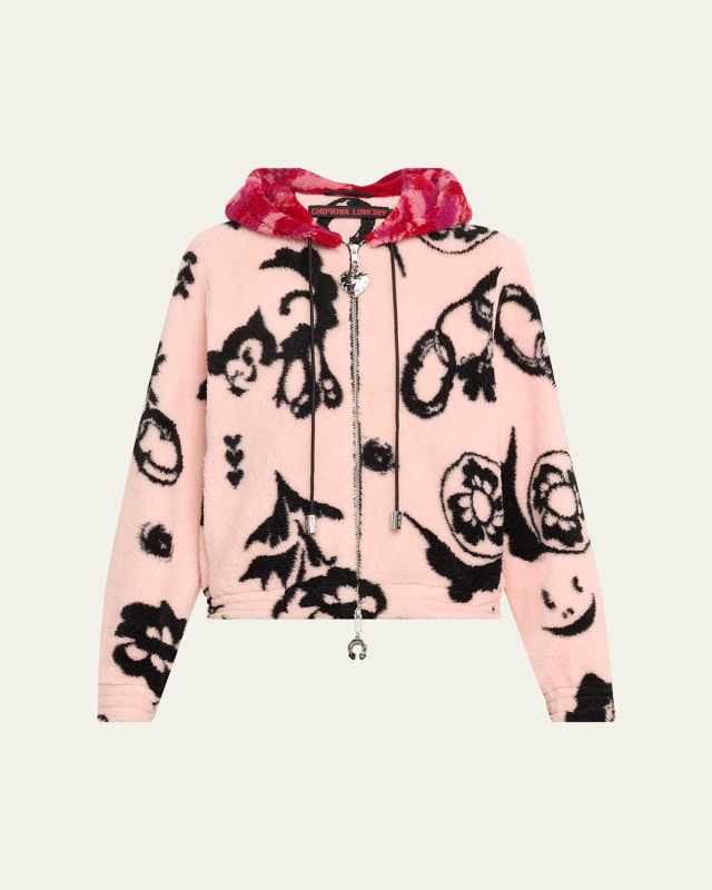 Fitted Drawstring Hooded Fleece Jacket